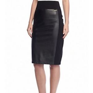 Calvin Klein Power Stretch Pleather-Front Skirt